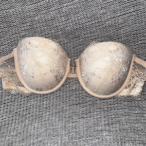 Nude French Strapless Lace Push-Up Bra